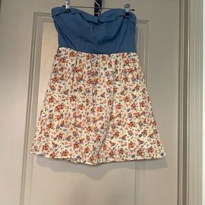 Denim like and floral sleeveless